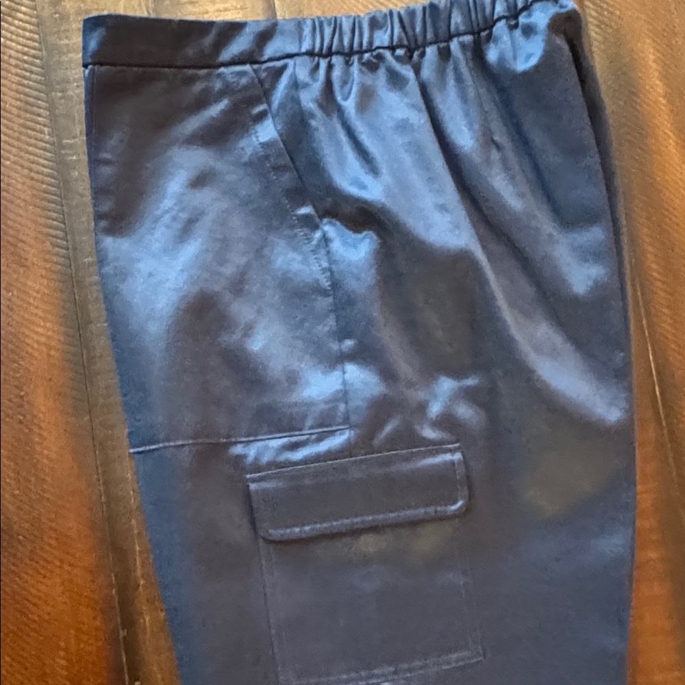 Donna Karan Women's Navy Sating Cargo Cropped Pants